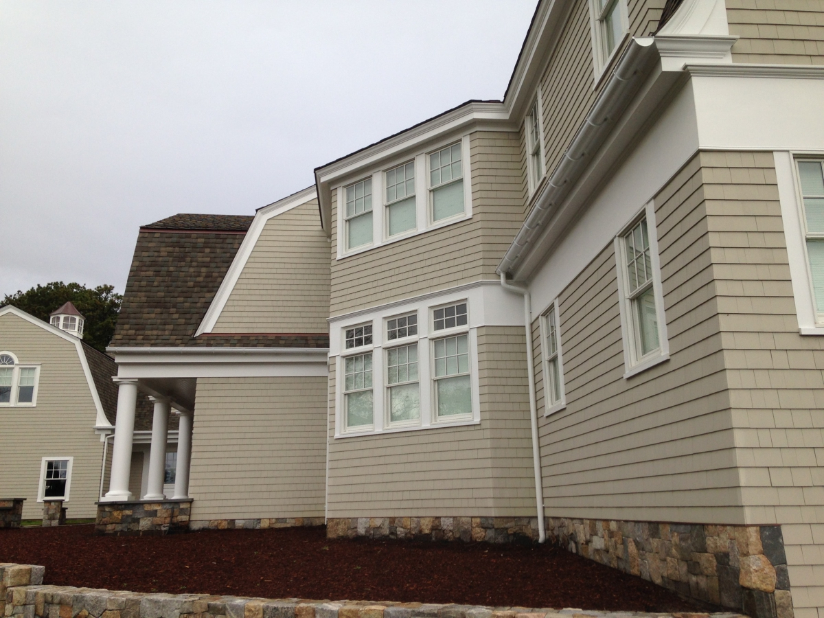 Half Round Aluminum Gutter installed over crown moulding in Chatham 3