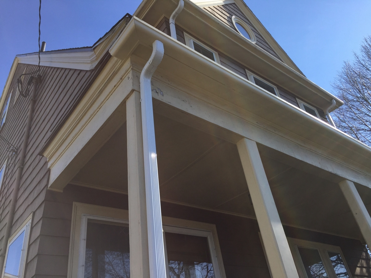 Wood Gutter with Aluminum Downspout